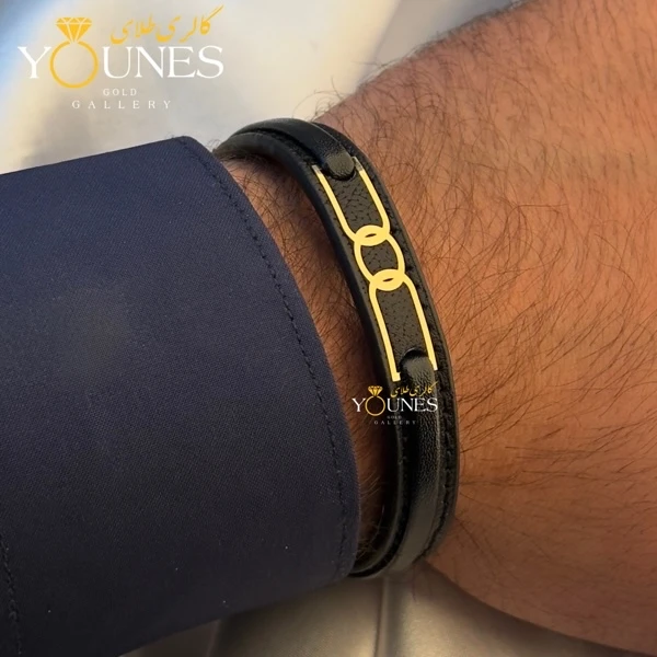 دستبند طلا چرم مردانه L190